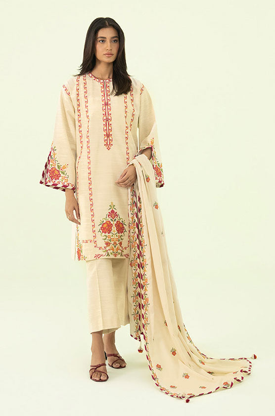 Sapphire 3 Piece - Embroidered Khaddar Suit