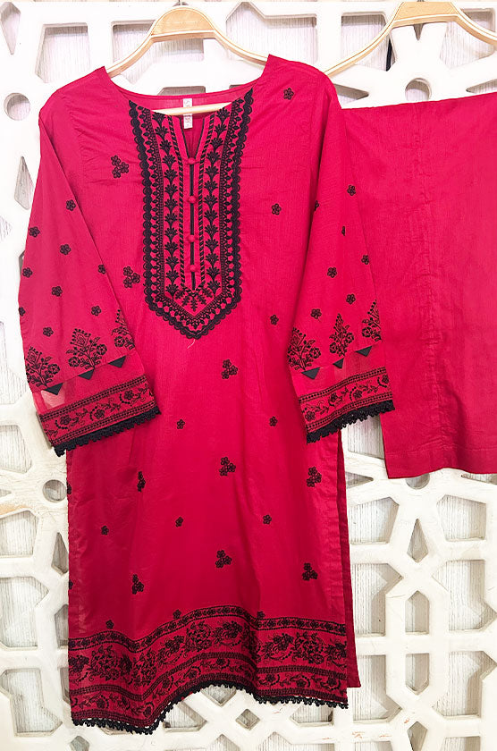 2 Piece Embroidered Cambric Suit