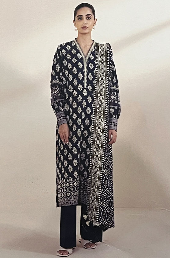 Sapphire 3 Piece - Embroidered Khaddar Suit