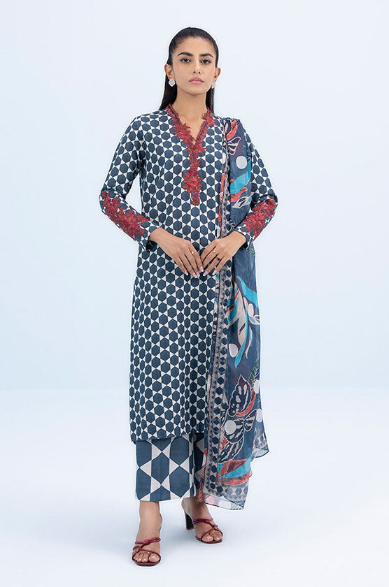 Sapphire 3 Piece - Embroidered Khaddar Suit