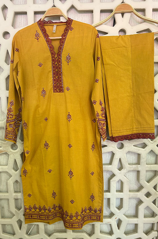 2 Piece Embroidered Cambric Suit