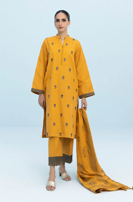 Sapphire 3 Piece Embroidered Zari Khaddar Suit