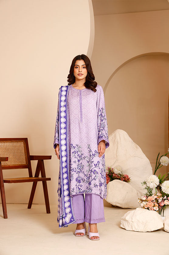 3 Piece Linen Printed Suit