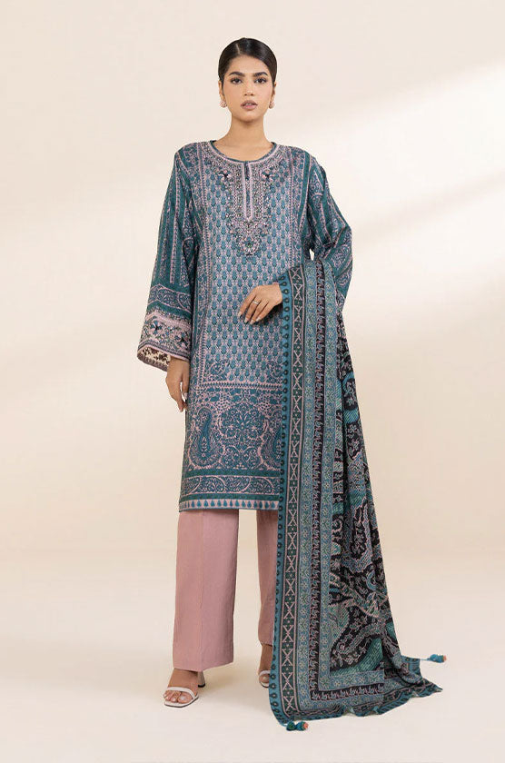 Sapphire 3 Piece - Embroidered Khaddar Suit
