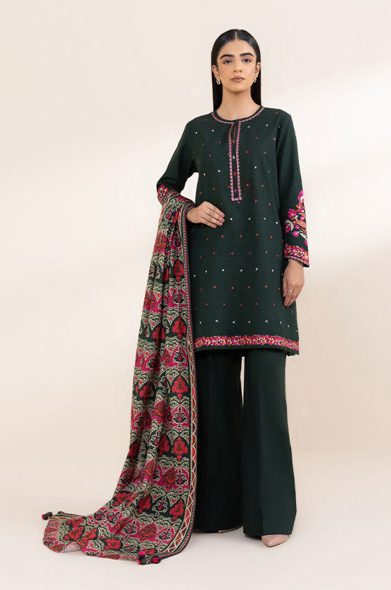 Sapphire 3 Piece - Embroidered Khaddar Suit