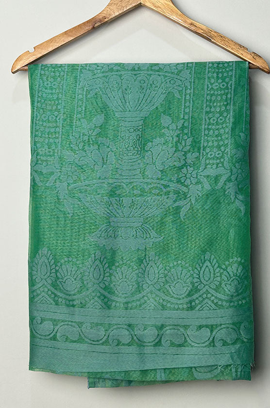 Emerald Green Jacquard Organza Dupatta