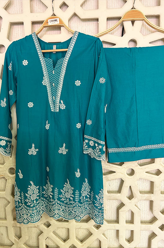 2 Piece Embroidered Cambric Suit