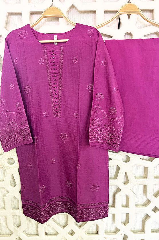 2 Piece Embroidered Cambric Suit