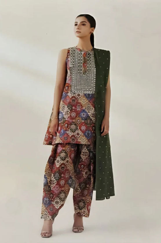 Sapphire 3 Piece - Embroidered Khaddar Suit