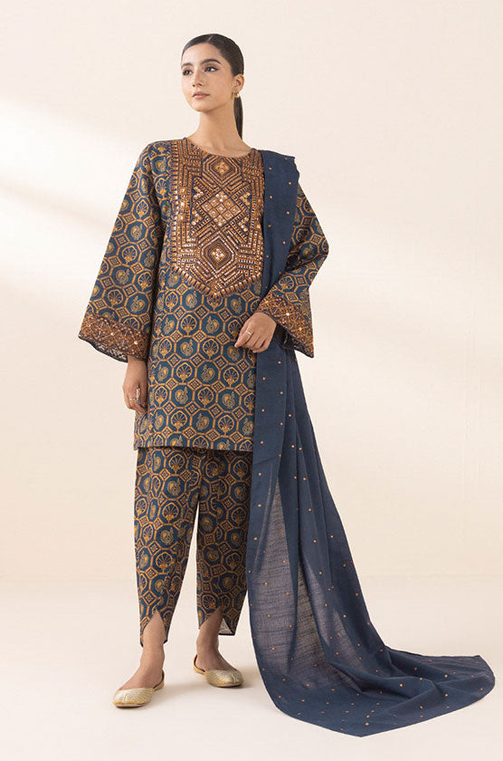 Sapphire 3 Piece - Embroidered Khaddar Suit